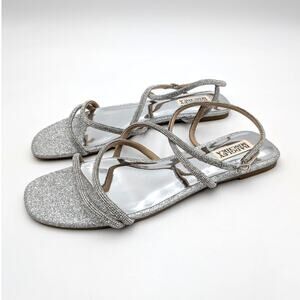 Badgley Mischka Collection Ivie Ankle Strap Sandal Womens Silver Sz US10M EU40.5